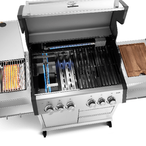 Burnhard Big EARL - 4-Burner Premium-Gas Grill 2025 with Stainless Steel with Cast Iron Grill Grate