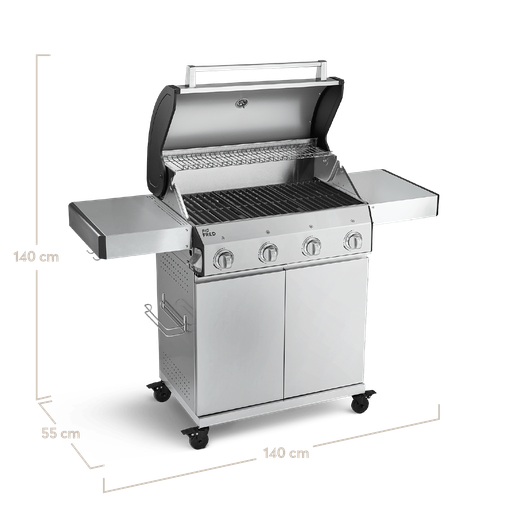 Burnhard Big FRED - 4-Burner Gas Grill Basic - Series 3 Stainless Steel with Stainless Steel Grate