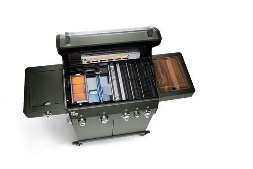 Burnhard Big FRED - Deluxe Gas Grill 4-Burner Green Edition - Stainless Steel Grates