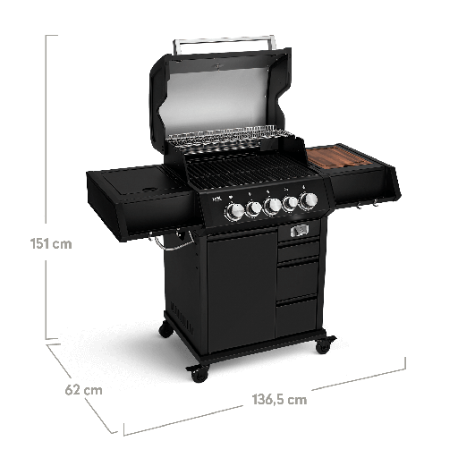 Burnhard EARL - 3-Burner Premium-Gas Grill 2025 Stainless Steel with Cast Iron Grill Grate