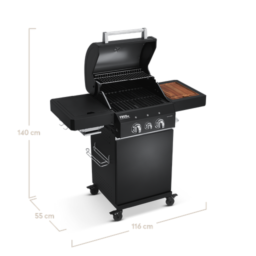 Burnhard FRED Jr. - 2-Burner Gas Grill Black Edition - Series 3 with Cast Iron Grate