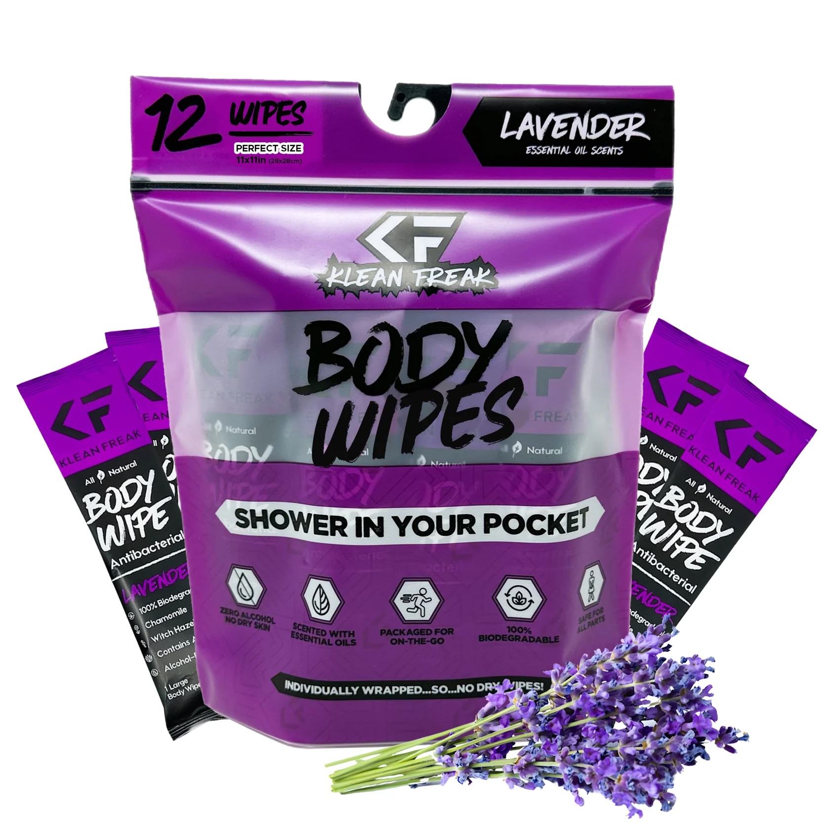 Klean Freak - Body Wipes - Dozen Pack - Lavender