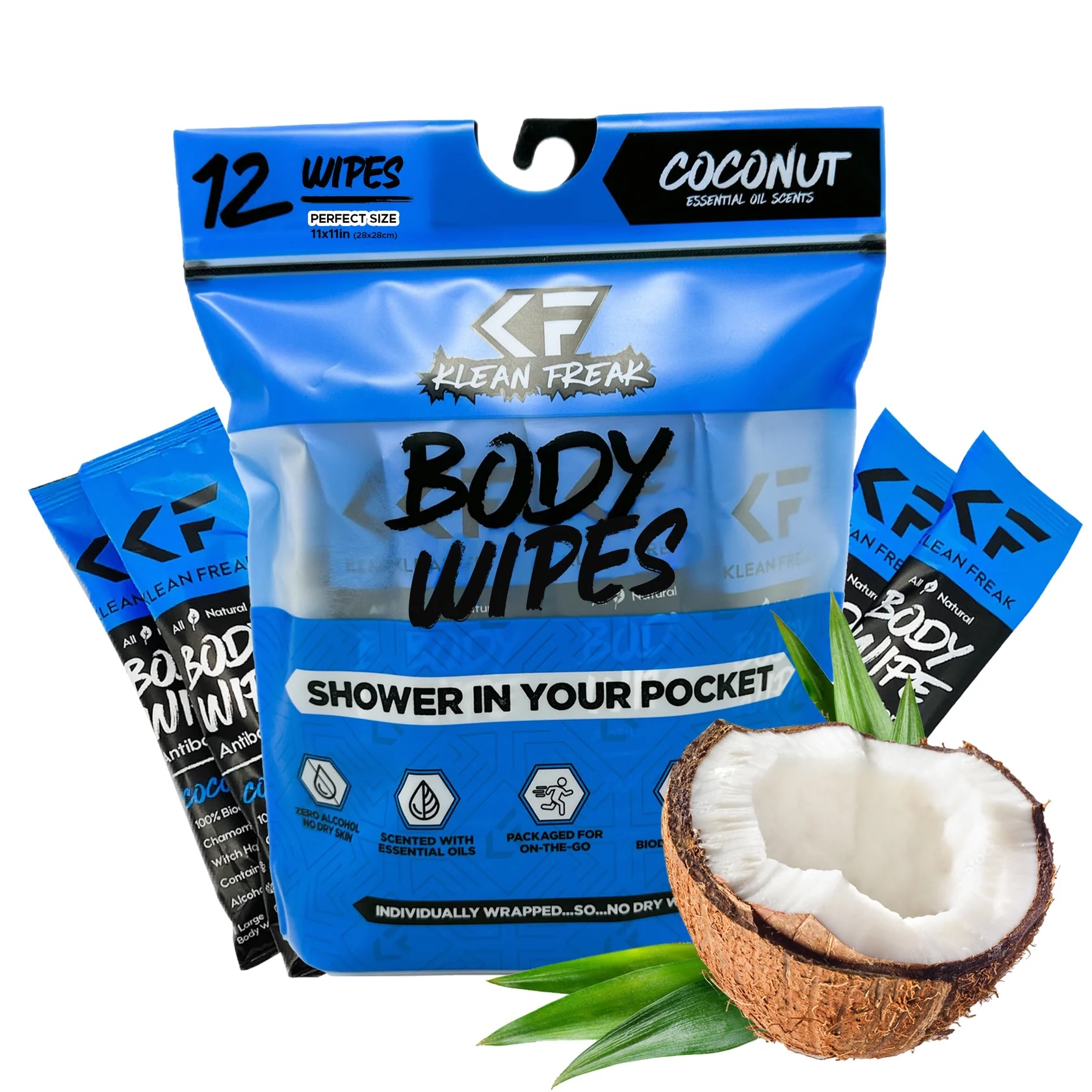 Klean Freak - Body Wipes - Dozen Pack - Coconut