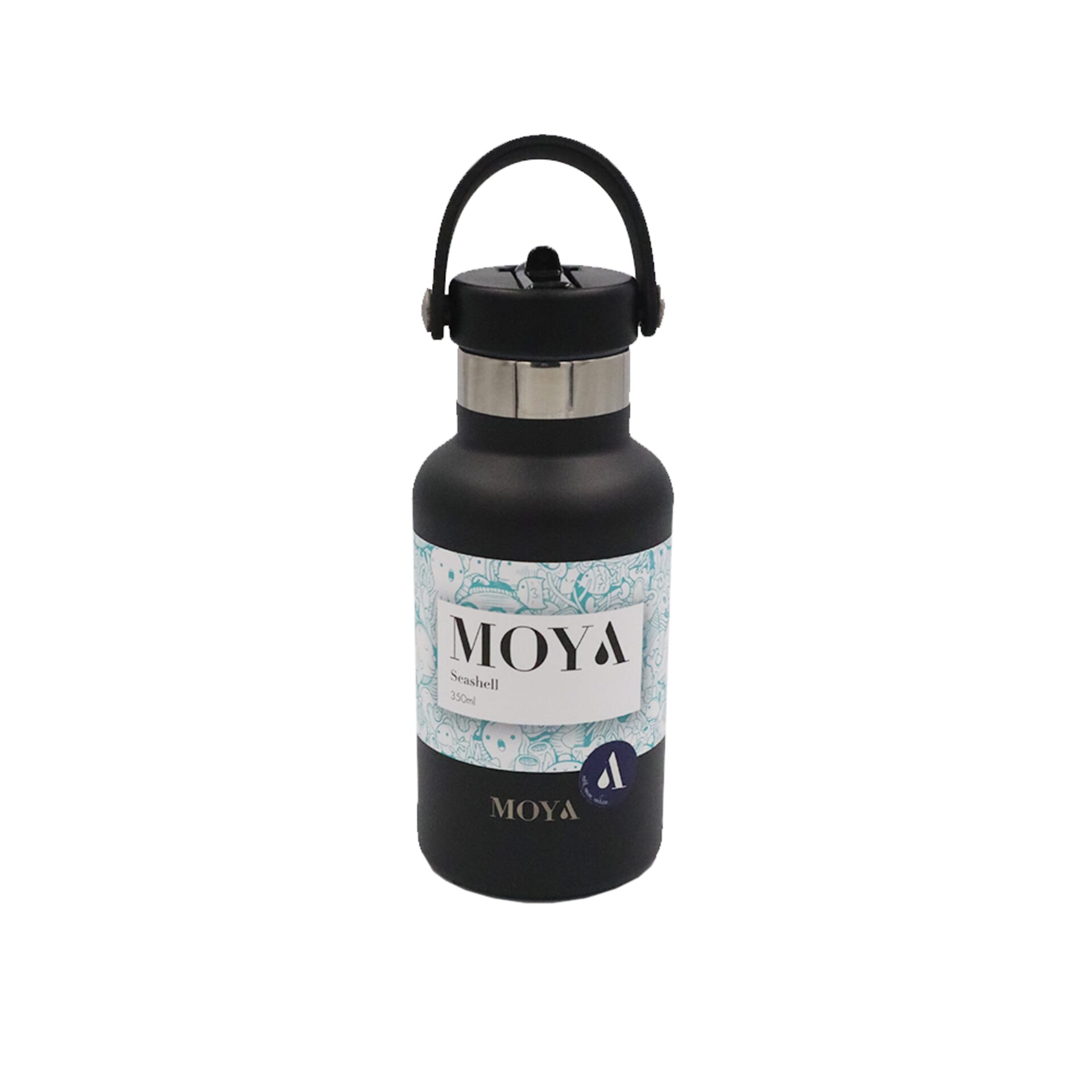 Moya "Seashell" 350ml Insulated Sustainable Water Bottle Black
