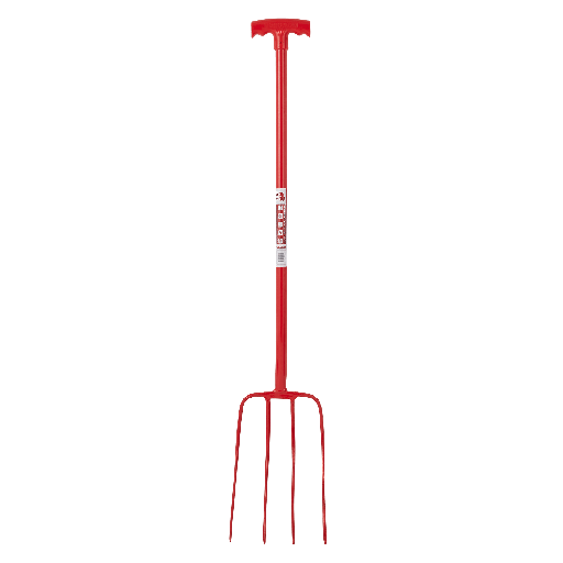 Red  Gorilla - 4 Prong Manure Fork Pro Fork Coloured - Red (Straight Handle)