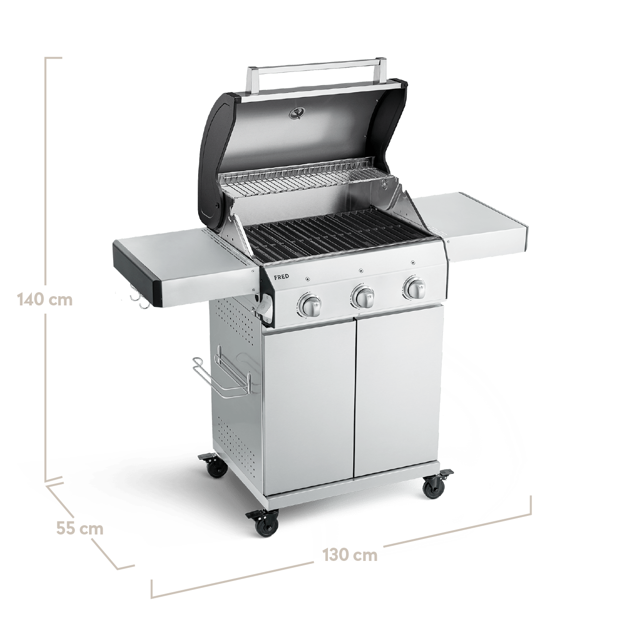 Burnhard FRED - 3-Burner Gas Grill Basic Edition - Series 3 Stainless Steel with Cast Iron Grate